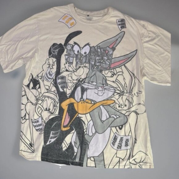 Looney Tunes T-Shirt Men's Size 5XB Tan Daffy Duck Bugs Bunny & Friends Graphic - Picture 2 of 4